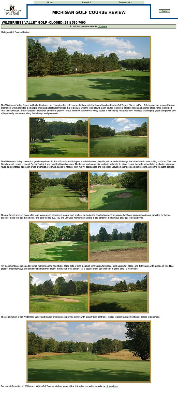 Black Forest At Wilderness Valley (Wilderness Valley Golf Course) - From Two Guys Who Golf Site